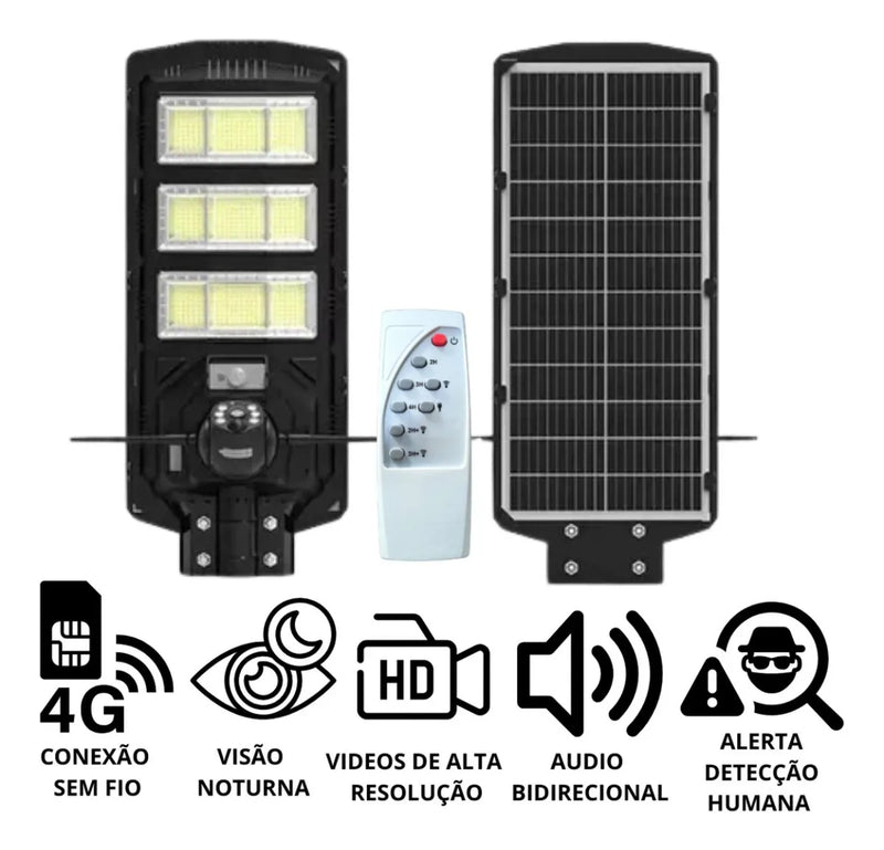 Lumicâmera Refletor Solar Led Potente Ip66 Com Camera chip 4g ou Ip wifi+cartão 64 gb de brinde