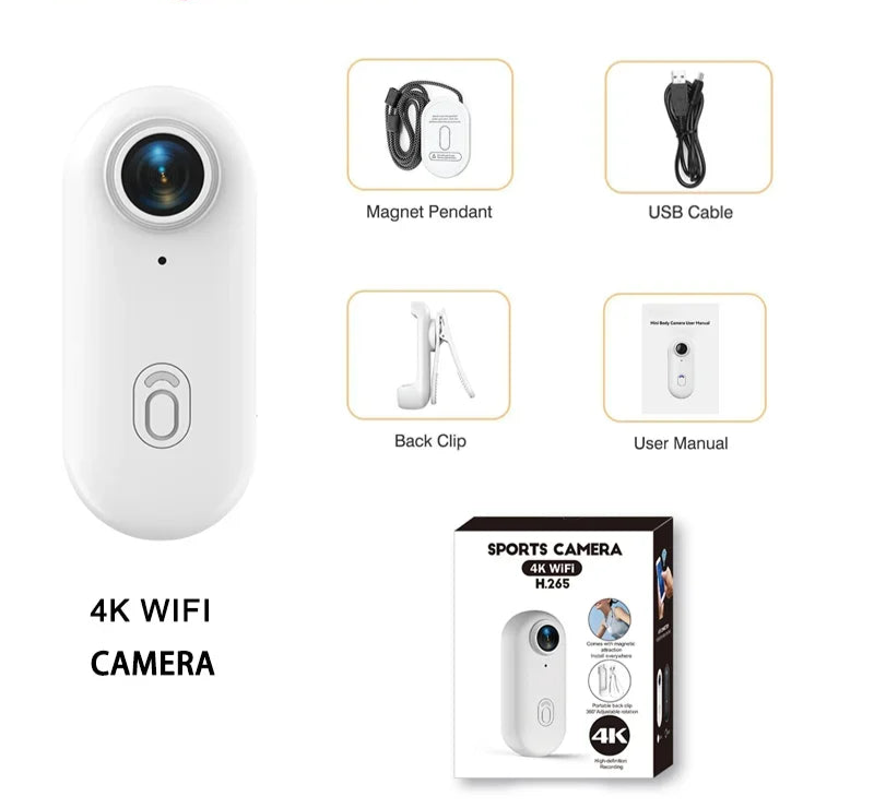 ActionPulse Mini 4K HD Camera com WiFi – Câmera de Ação Portátil para Corpo